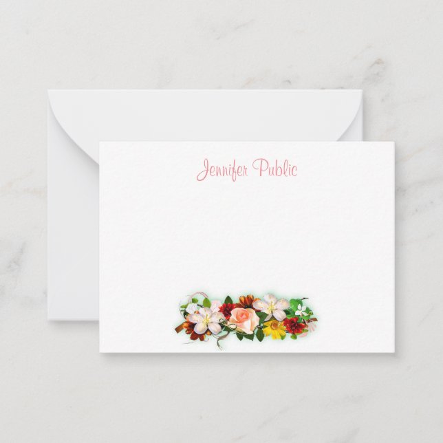Watercolor Flowers Handwritten Text Template (Front)
