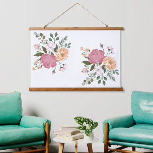 Watercolor flowers hanging tapestry
