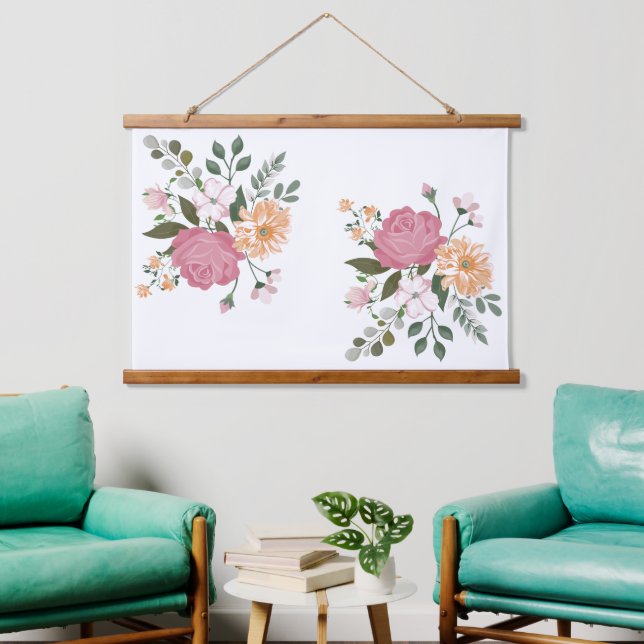 Watercolor flowers hanging tapestry (Living Room)