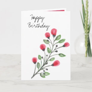 Watercolor Flowers Happy Birthday Card
