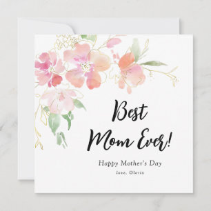 watercolor flowers happy mother's day card