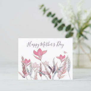 Watercolor flowers Happy Mother's Day Holiday Postcard