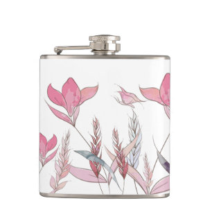 Watercolor flowers hip flask