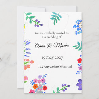 Watercolor flowers holiday card