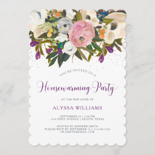Watercolor Flowers   Housewarming Party Invitation