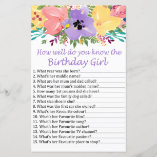 Watercolor flowers How well do you know birthday
