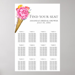 Watercolor flowers ice cream seating chart