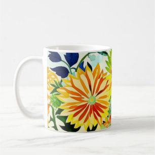 Watercolor Flowers in Pink and Yellow Coffee Mug
