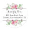 Watercolor Flowers in Pink, Circle Address Sticker