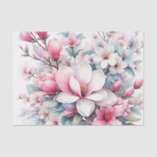 Watercolor Flowers in soft pastels  Tissue Paper
