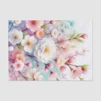 Watercolor Flowers in soft pastels  Tissue Paper