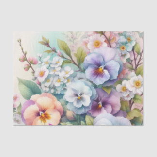 Watercolor Flowers in soft pastels  Tissue Paper