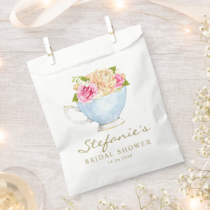 Watercolor Flowers in Teacup Bridal Shower Favour Bags