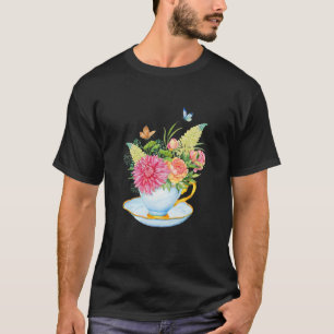 Watercolor Flowers In Teacup Garden And Plants T-Shirt