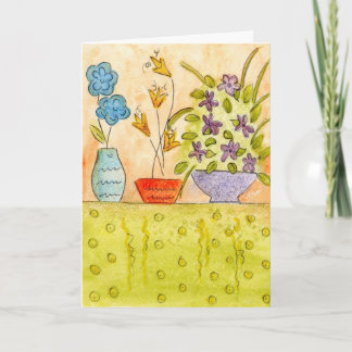 Watercolor Flowers in vases Card