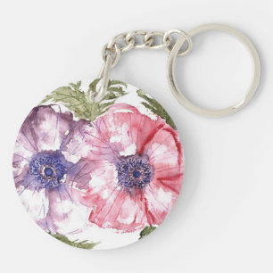 Watercolor flowers key ring