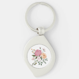 Watercolor flowers  key ring