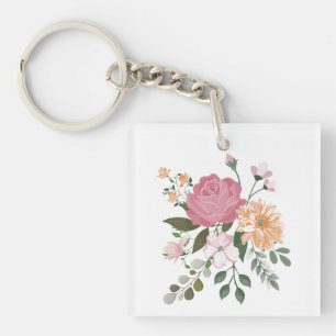 Watercolor flowers  key ring