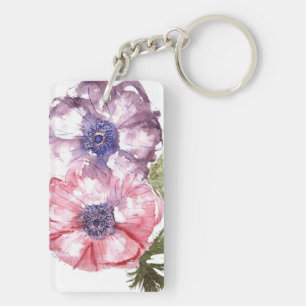 Watercolor flowers key ring