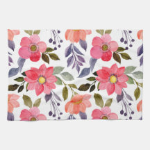 Watercolor Flowers Kitchen Towel