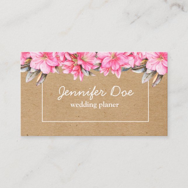  Watercolor flowers kraft Business Card (Front)