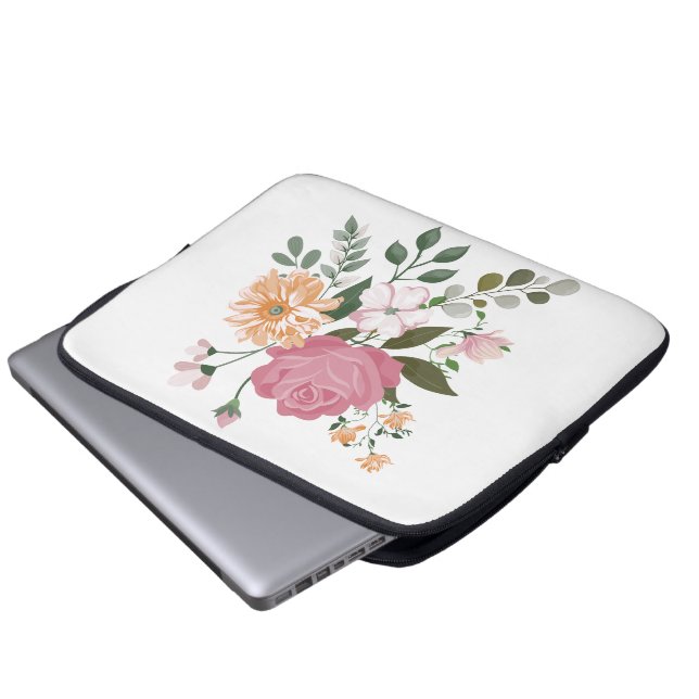 Watercolor flowers laptop sleeve (Front Bottom)