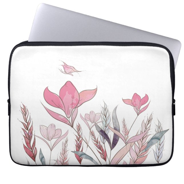 Watercolor flowers laptop sleeve (Front)