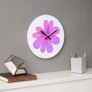 Watercolor flowers large clock