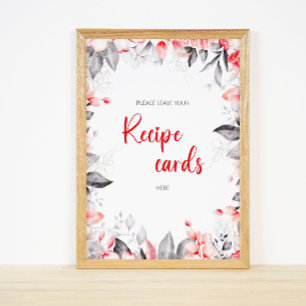 Watercolor Flowers leave your recipe card Poster