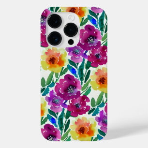 Watercolor Flowers Maroon and Yellow Case-Mate iPhone 14 Pro Case