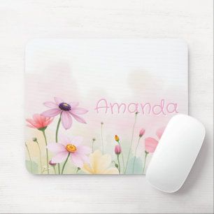 Watercolor Flowers Meadow Pretty Floral Mouse Mat