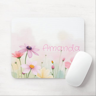 Watercolor Flowers Meadow Pretty Floral Mouse Mat