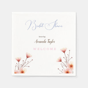 Watercolor Flowers Minimal Bridal Shower  Napkin