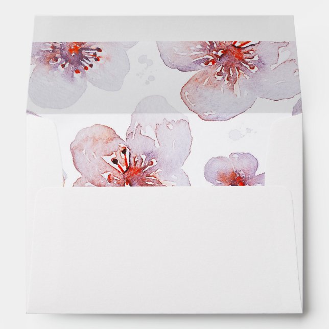 watercolor flowers modern pretty wedding envelope (Back (Bottom))
