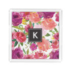 Watercolor Flowers Monogram Acrylic Vanity Tray
