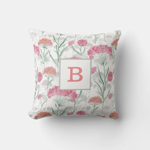 Watercolor, flowers,Monogram, personalised, Cushion