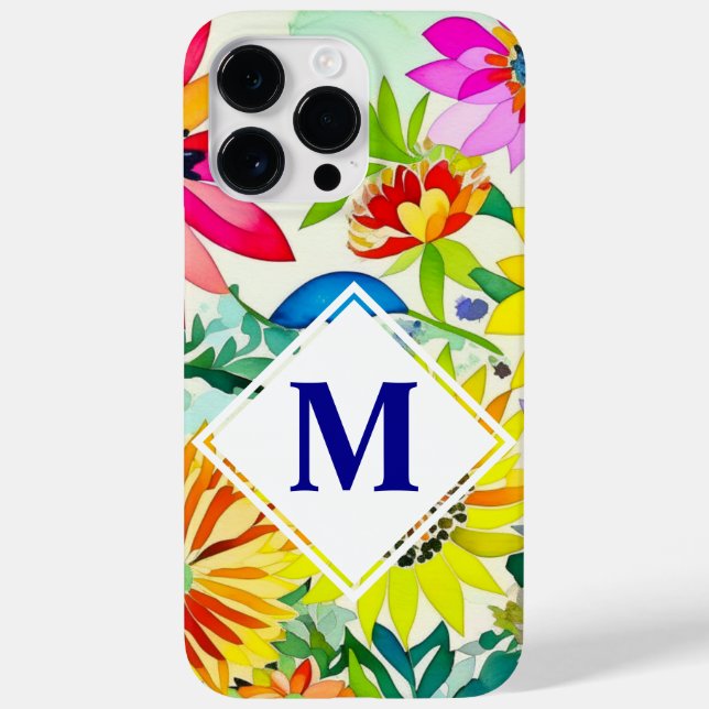 Watercolor Flowers Monogrammed  Case-Mate iPhone Case (Back)