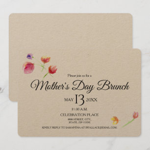 Watercolor flowers, Mother's day Brunch Invitation