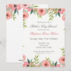 Watercolor Flowers Mother's Day Brunch Invites