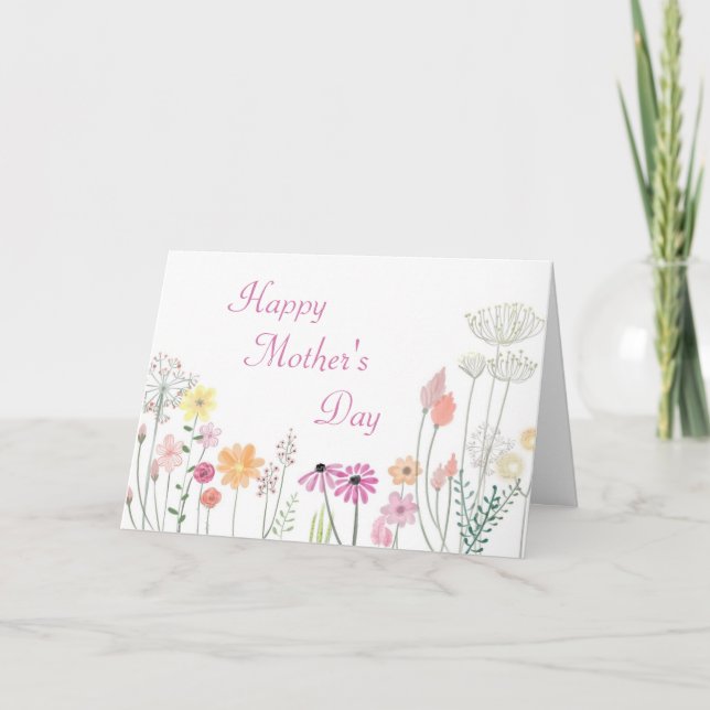 Watercolor Flowers Mothers Day Holiday Card (Front)