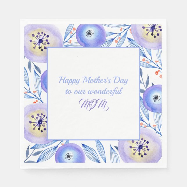 Watercolor Flowers Mother's Day Napkin (Front)