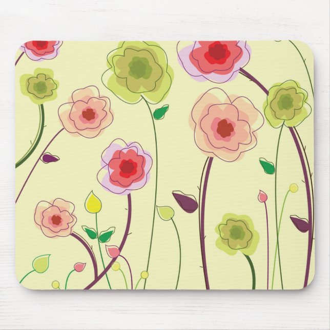 Watercolor Flowers Mouse Mat (Front)