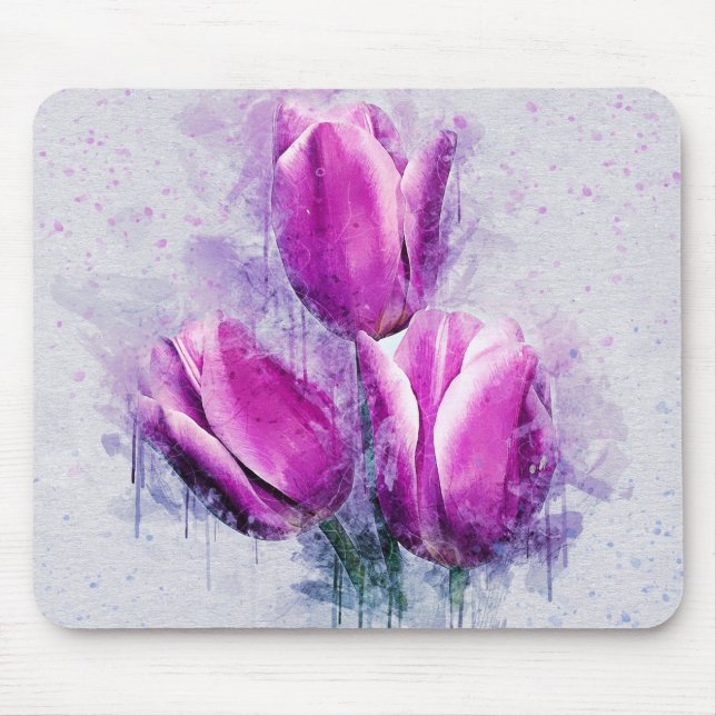 Watercolor Flowers Mouse Mat (Front)