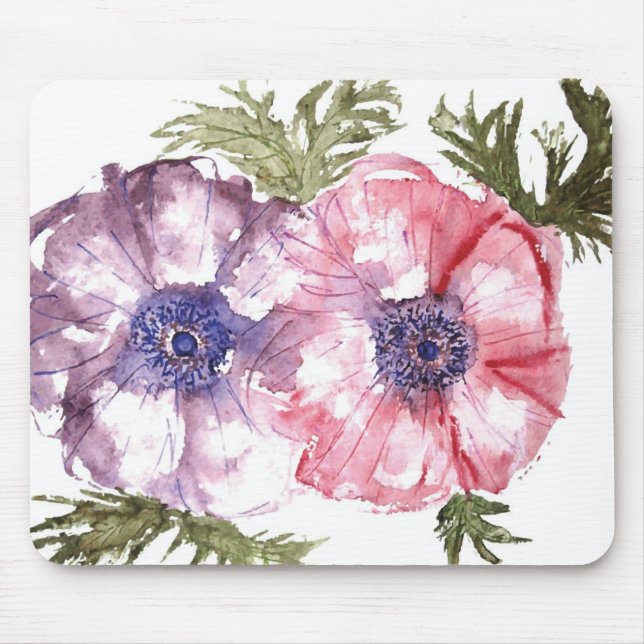 Watercolor flowers mouse mat (Front)
