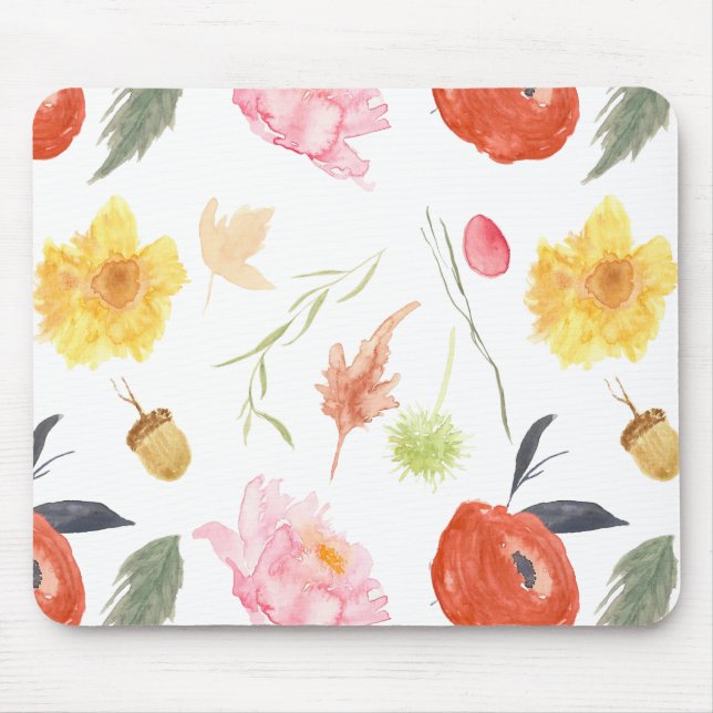 Watercolor Flowers Mouse Mat (Front)