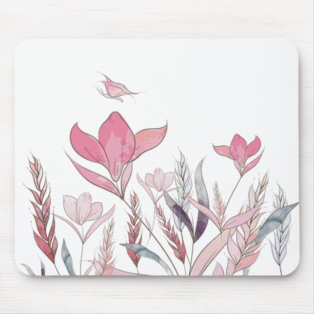 Watercolor flowers mouse mat (Front)