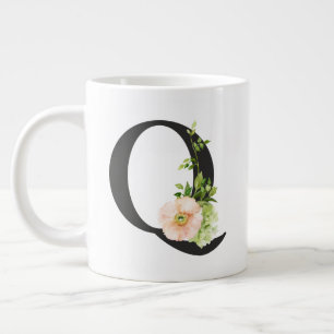 Watercolor Flowers Mug with the letter Q
