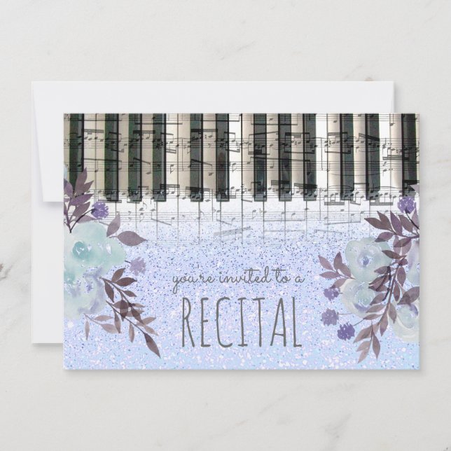 watercolor flowers music recital invitation (Front)