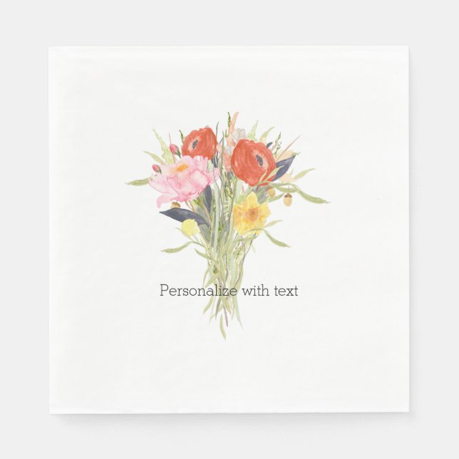 Watercolor Flowers Napkin (Front)