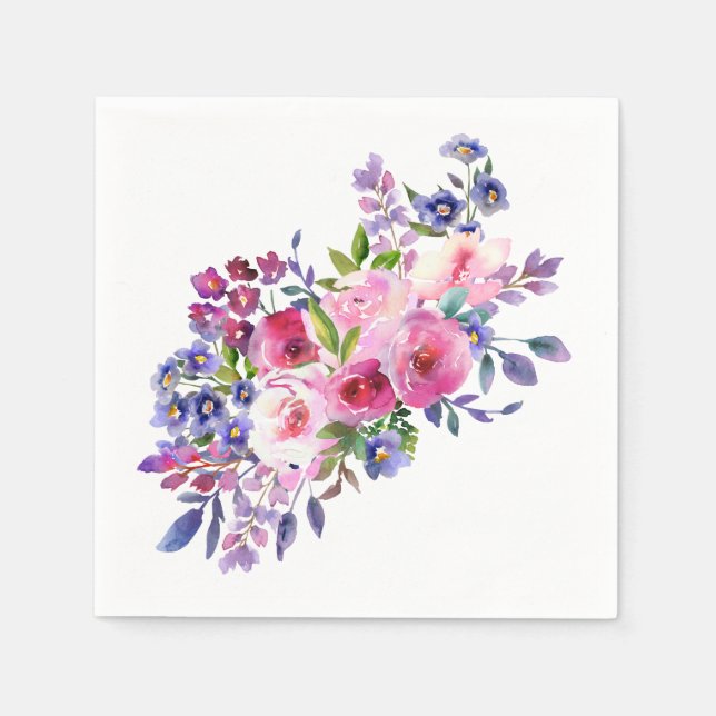 Watercolor Flowers Napkins (Front)